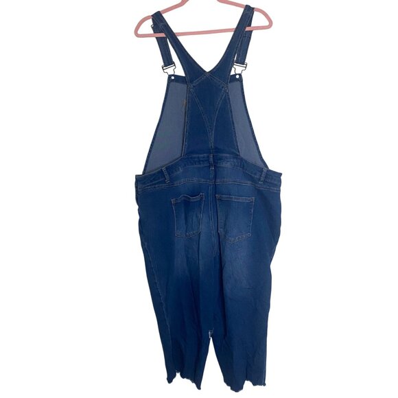 AG ADRIANO GOLDSCHMIED Denim Crop Overalls Women 16W Blue‎ Distressed - Picture 3 of 16